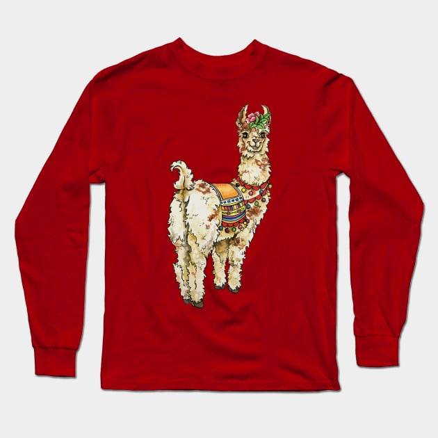 Llama Long Sleeve T-Shirt by artfulfreddy